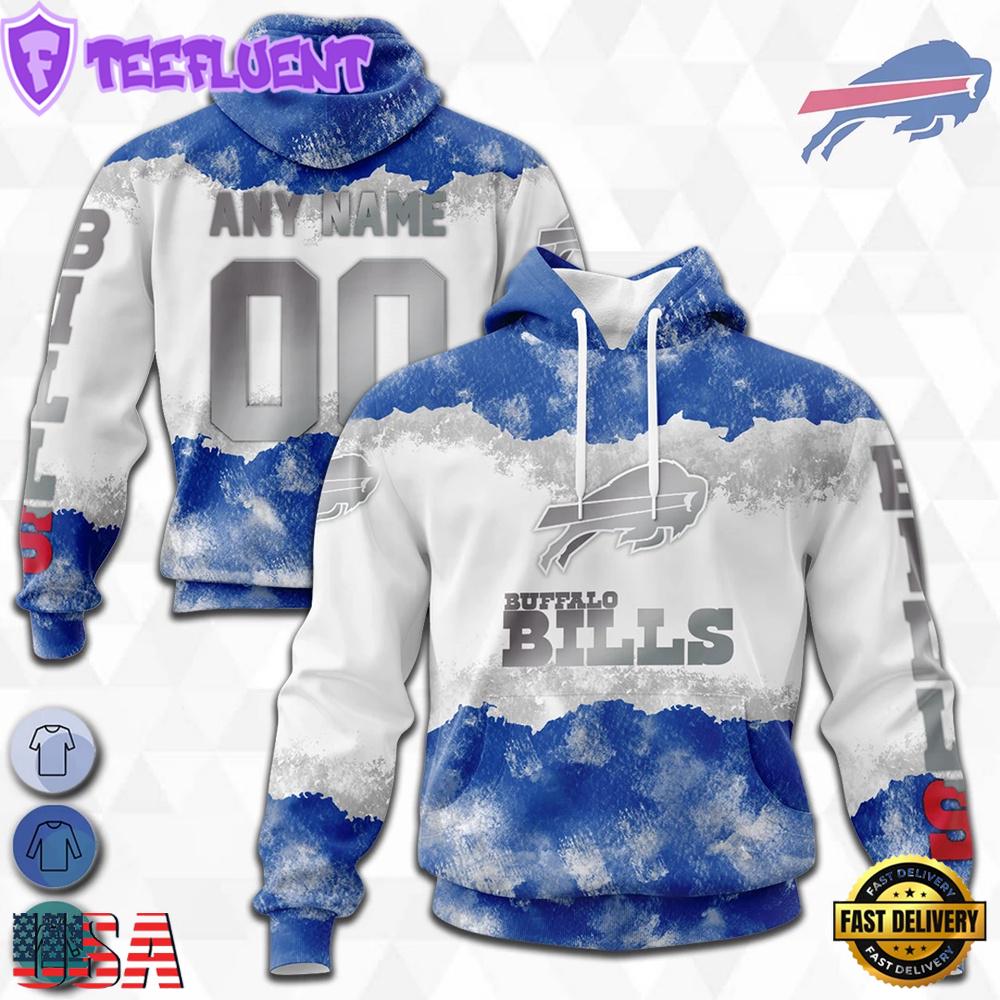 Custom Name And Number NFL Buffalo Bills Color Christmas 3D Hoodie Shirt