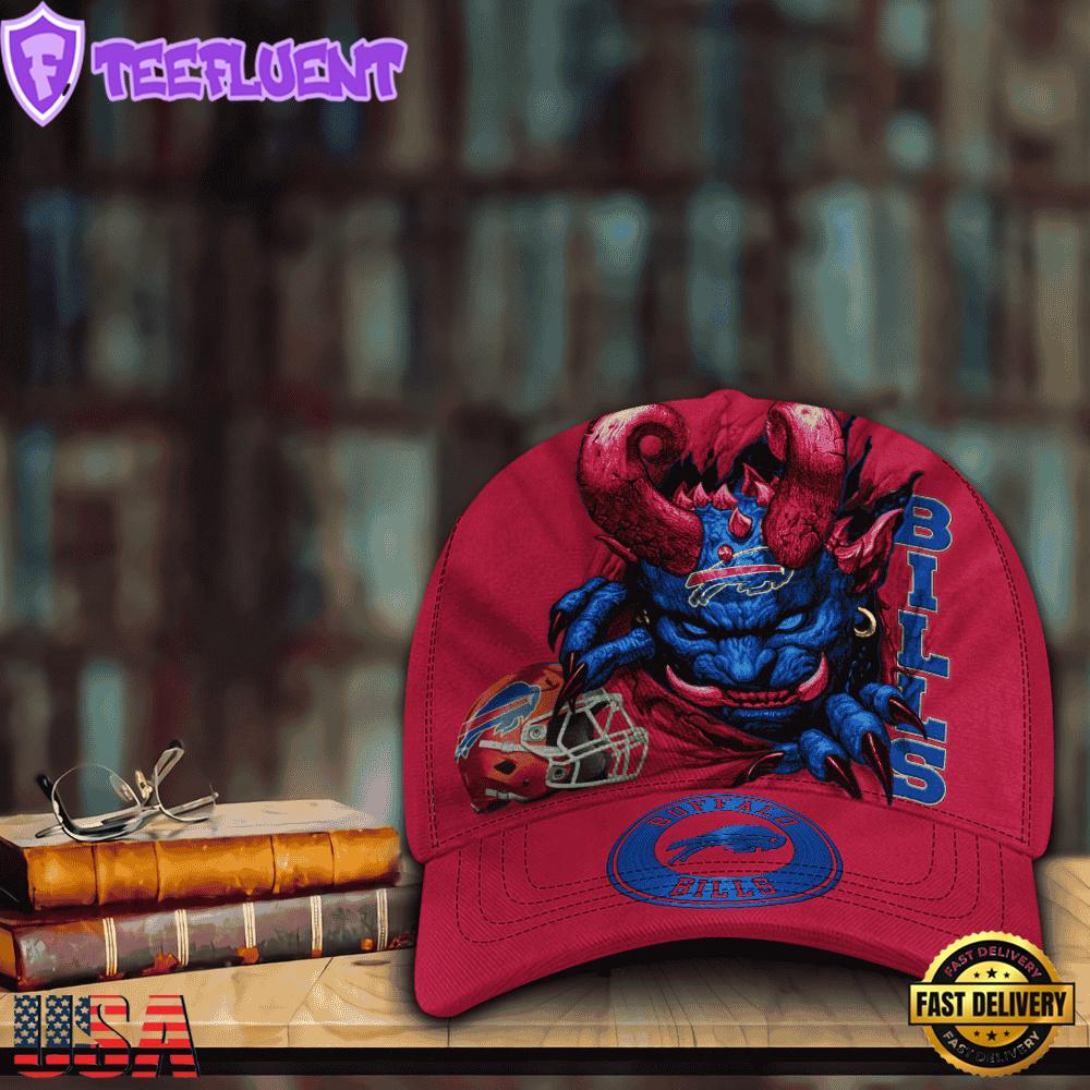 Custom Name And Number NFL Buffalo Bills Demonhead Baseball Cap