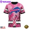 Custom Name And Number NFL Buffalo Bills Pink Breast Cancer 3D T-Shirt