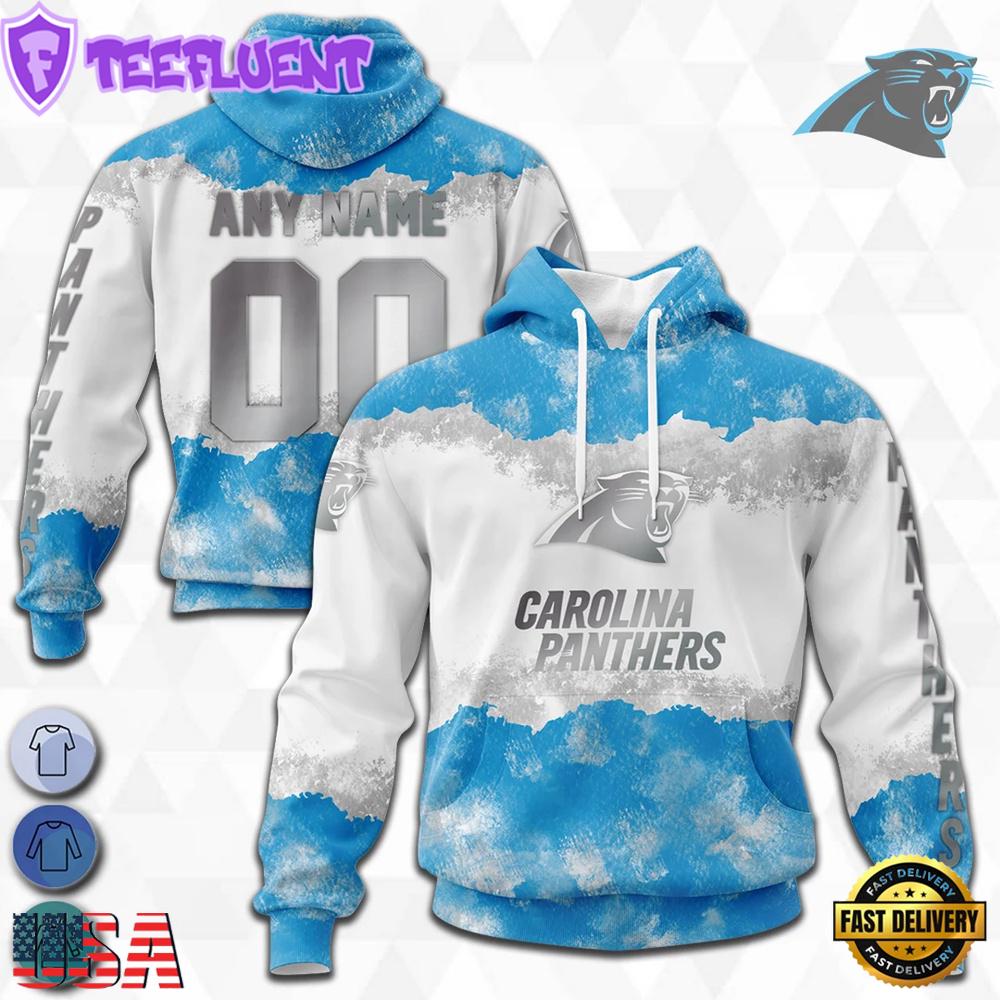 Custom Name And Number NFL Carolina Panthers Color Christmas 3D Hoodie Shirt