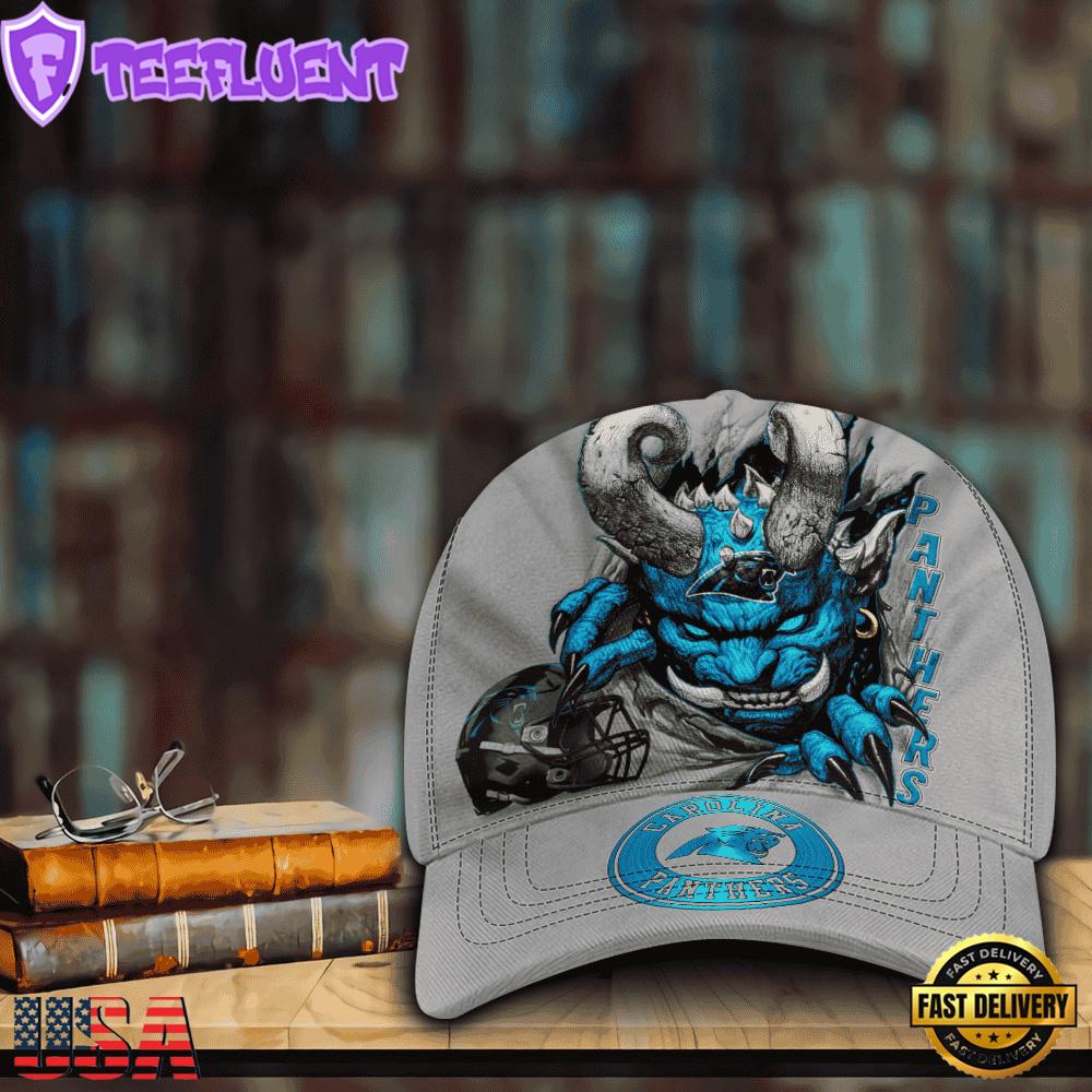Custom Name And Number NFL Carolina Panthers Demonhead Baseball Cap