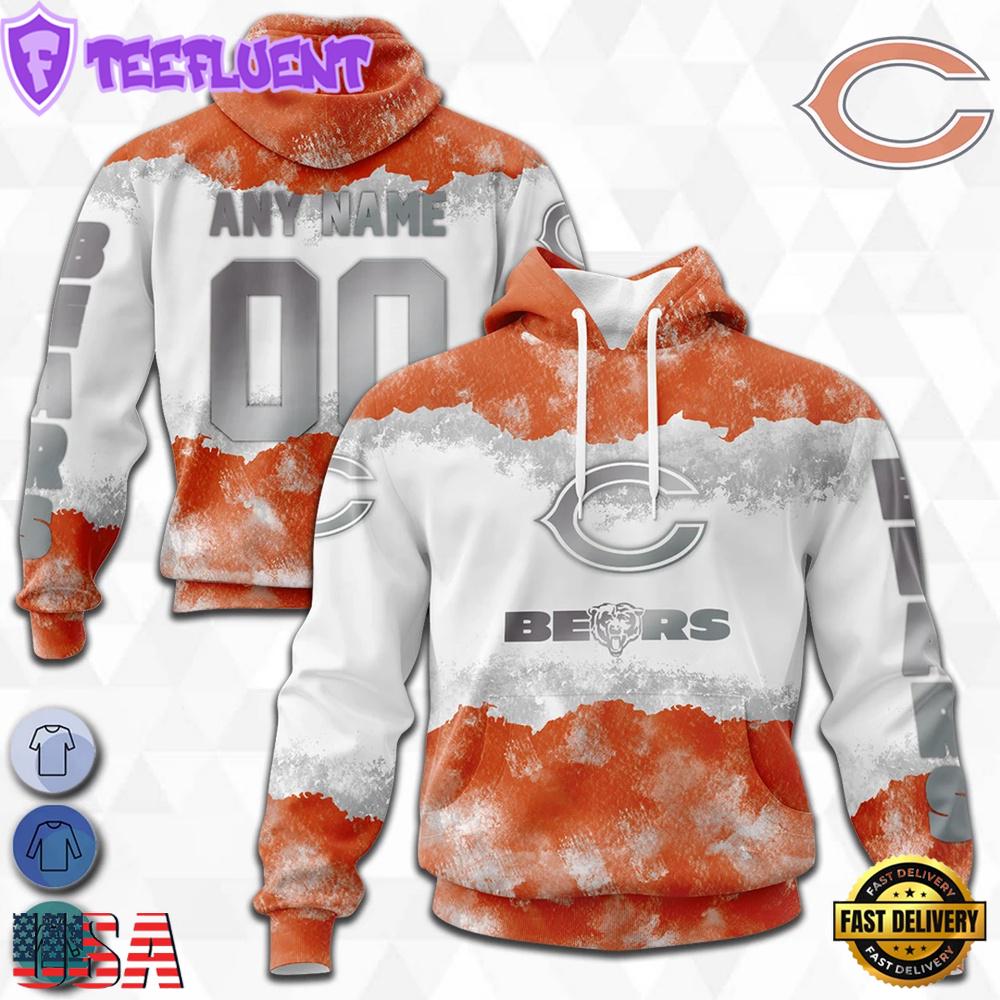 Custom Name And Number NFL Chicago Bears Color Christmas 3D Hoodie Shirt