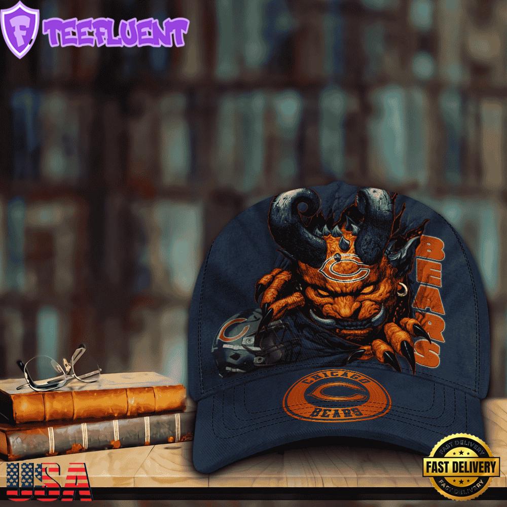 Custom Name And Number NFL Chicago Bears Demonhead Baseball Cap
