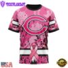 Custom Name And Number NFL Chicago Bears Pink Breast Cancer 3D T-Shirt