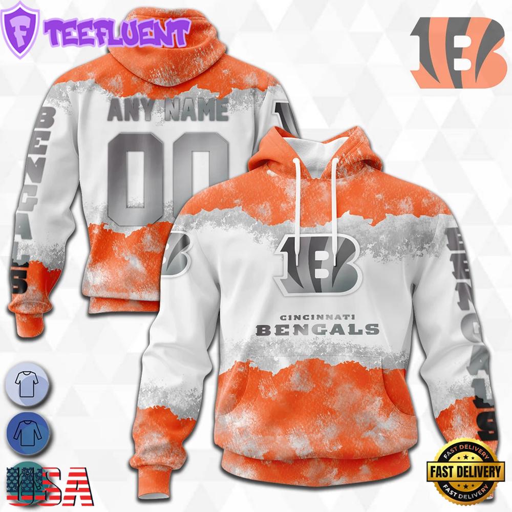 Custom Name And Number NFL Cincinnati Bengals Color Christmas 3D Hoodie Shirt