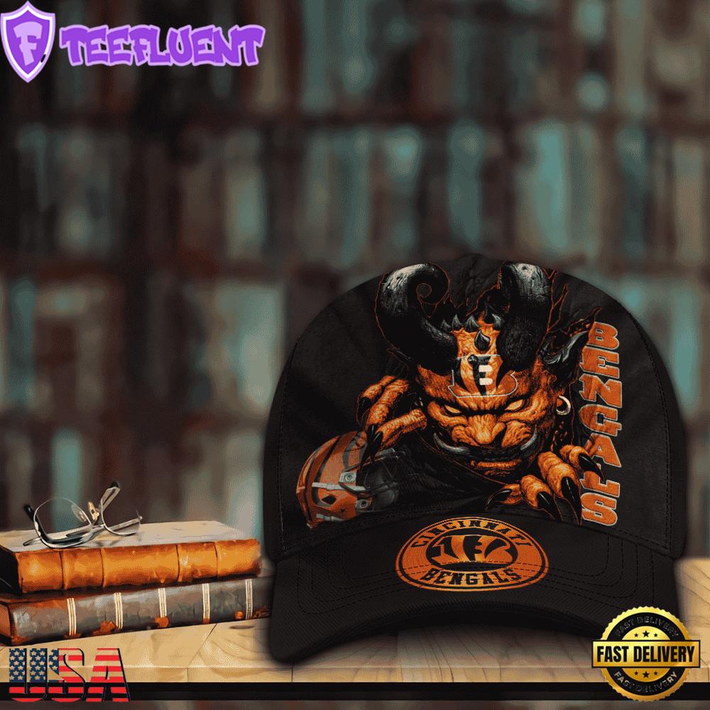 Custom Name And Number NFL Cincinnati Bengals Demonhead Baseball Cap