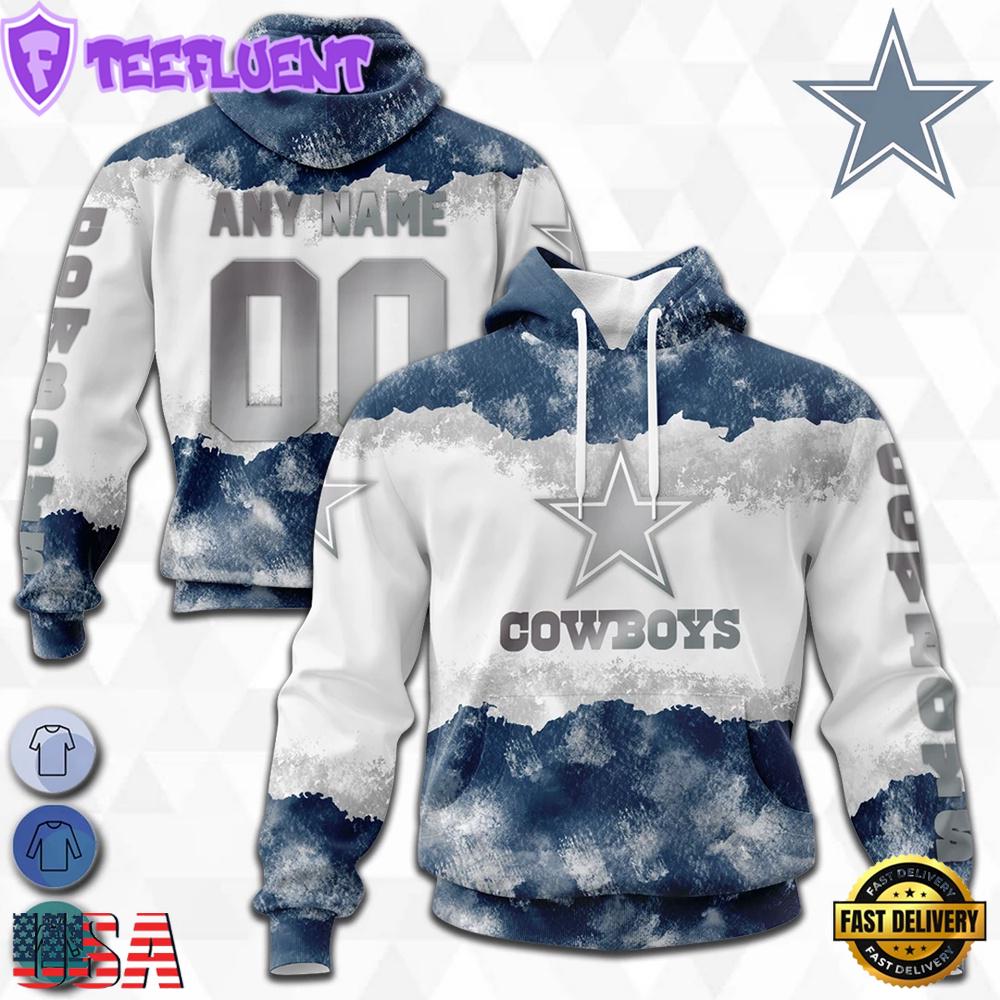 Custom Name And Number NFL Dallas Cowboys Color Christmas 3D Hoodie Shirt
