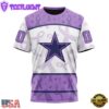 Custom Name And Number NFL Dallas Cowboys Football Team Fight Cancer 3D T-Shirt