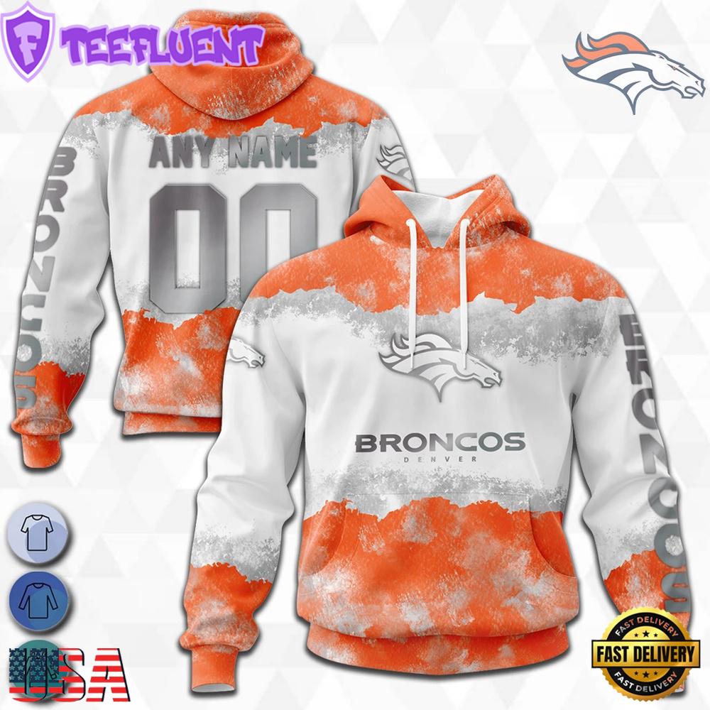 Custom Name And Number NFL Denver Broncos Color Christmas 3D Hoodie Shirt