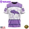 Custom Name And Number NFL Denver Broncos Football Team Fight Cancer 3D T-Shirt