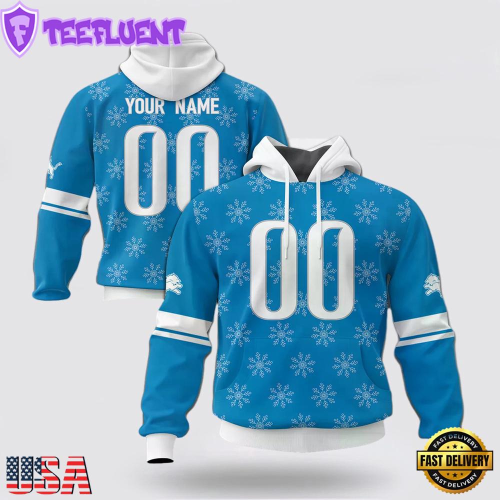 Custom Name And Number NFL Detroit Lions Christmas Spirit All Over Print Hoodie Shirt