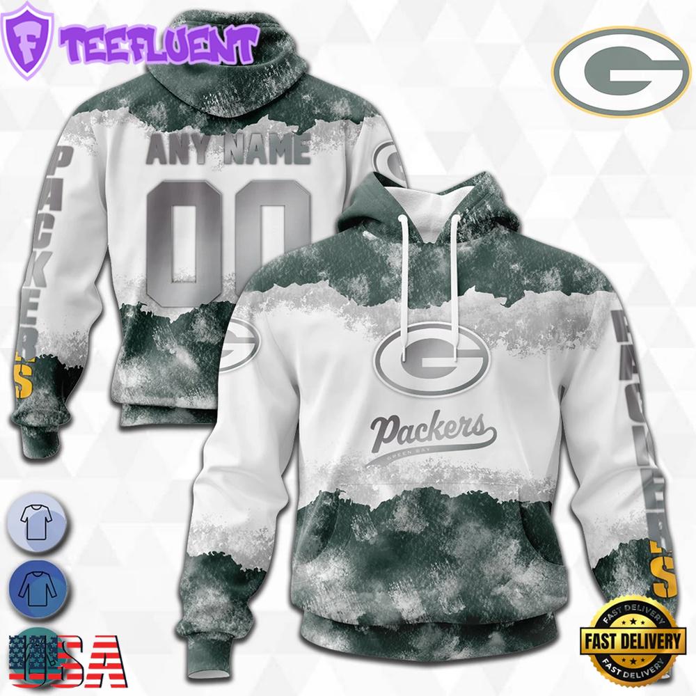 Custom Name And Number NFL Green Bay Packers Color Christmas 3D Hoodie Shirt