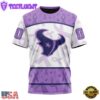 Custom Name And Number NFL Houston Texans Football Team Fight Cancer 3D T-Shirt