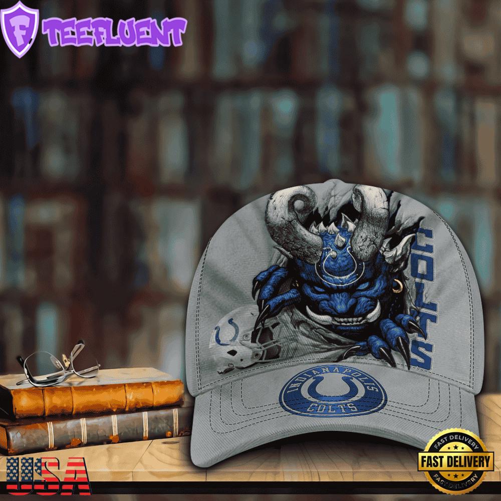 Custom Name And Number NFL Indianapolis Colts Demonhead Baseball Cap