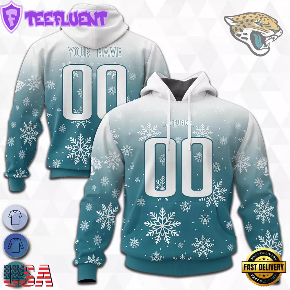 Custom Name And Number NFL Jacksonville Jaguars Christmas Spirit All Over Print Hoodie Shirt