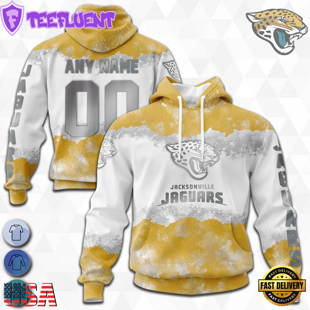 Custom Name And Number NFL Jacksonville Jaguars Color Christmas 3D Hoodie Shirt