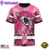 Custom Name And Number NFL Jacksonville Jaguars Pink Breast Cancer 3D T-Shirt