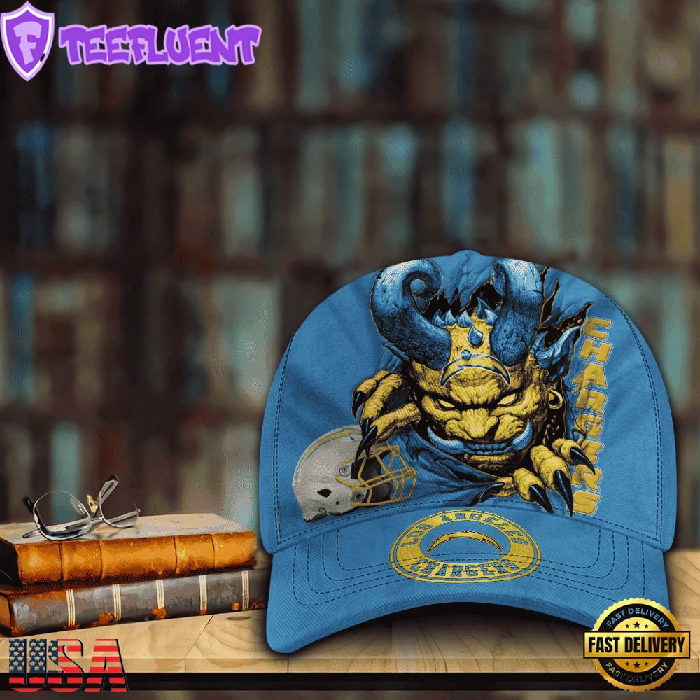 Custom Name And Number NFL Los Angeles Chargers Demonhead Baseball Cap
