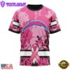 Custom Name And Number NFL Los Angeles Chargers Pink Breast Cancer 3D T-Shirt