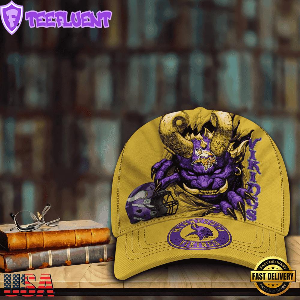 Custom Name And Number NFL Minnesota Vikings Demonhead Baseball Cap
