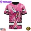 Custom Name And Number NFL Minnesota Vikings Pink Breast Cancer 3D T-Shirt