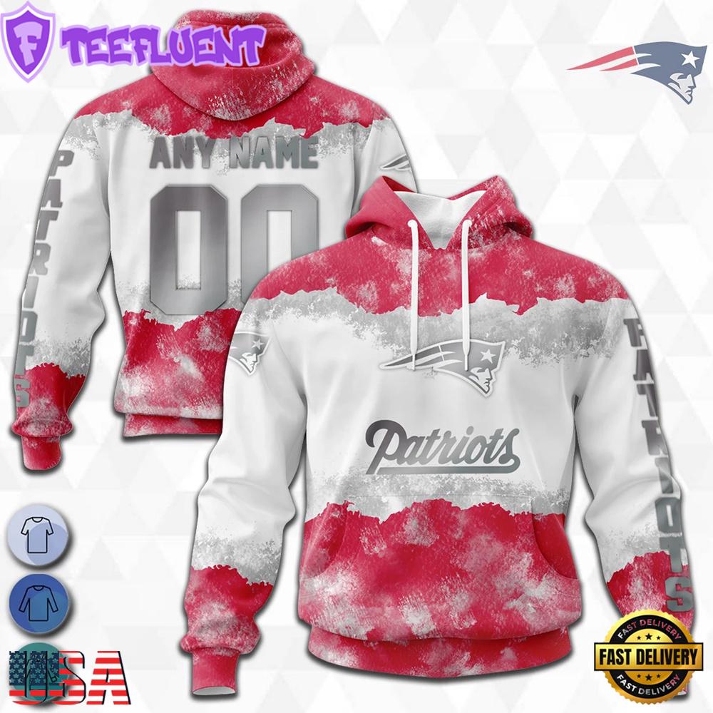 Custom Name And Number NFL New England Patriots Color Christmas 3D Hoodie Shirt