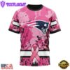 Custom Name And Number NFL New England Patriots Pink Breast Cancer 3D T-Shirt