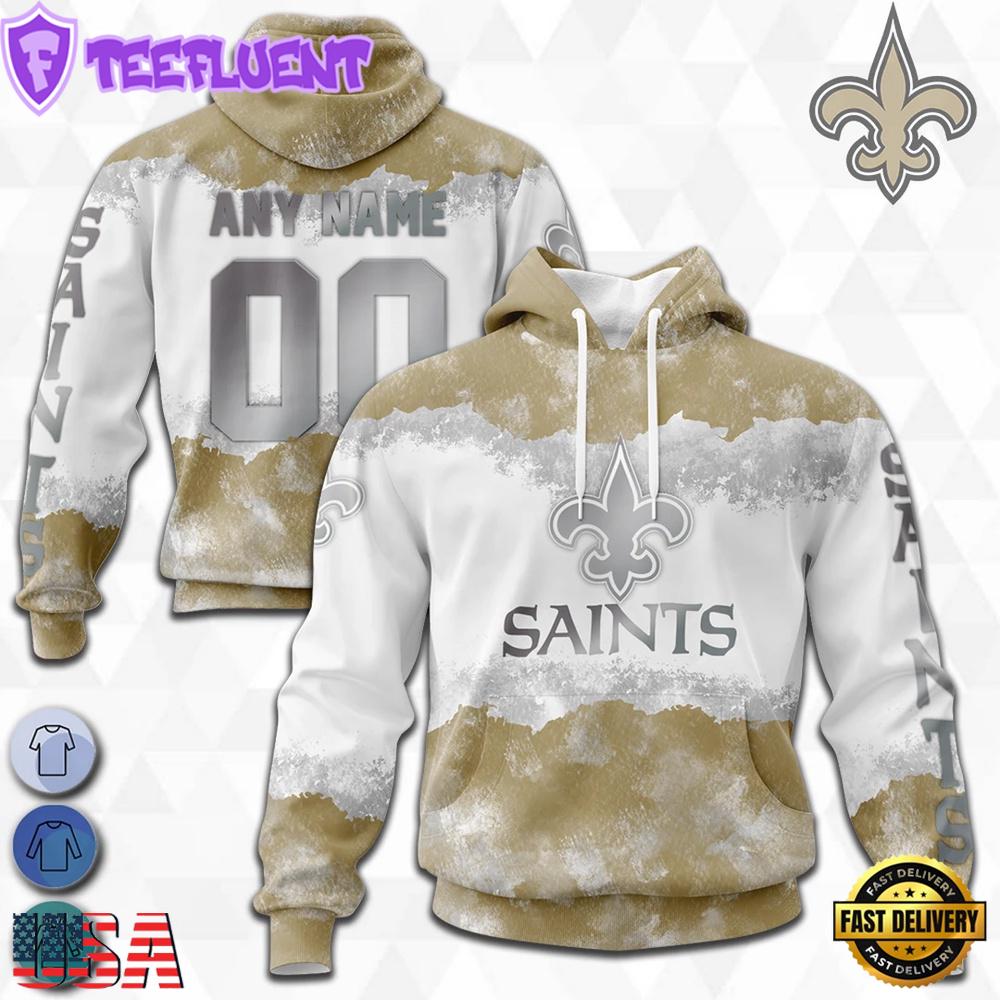 Custom Name And Number NFL New Orleans Saints Color Christmas 3D Hoodie Shirt