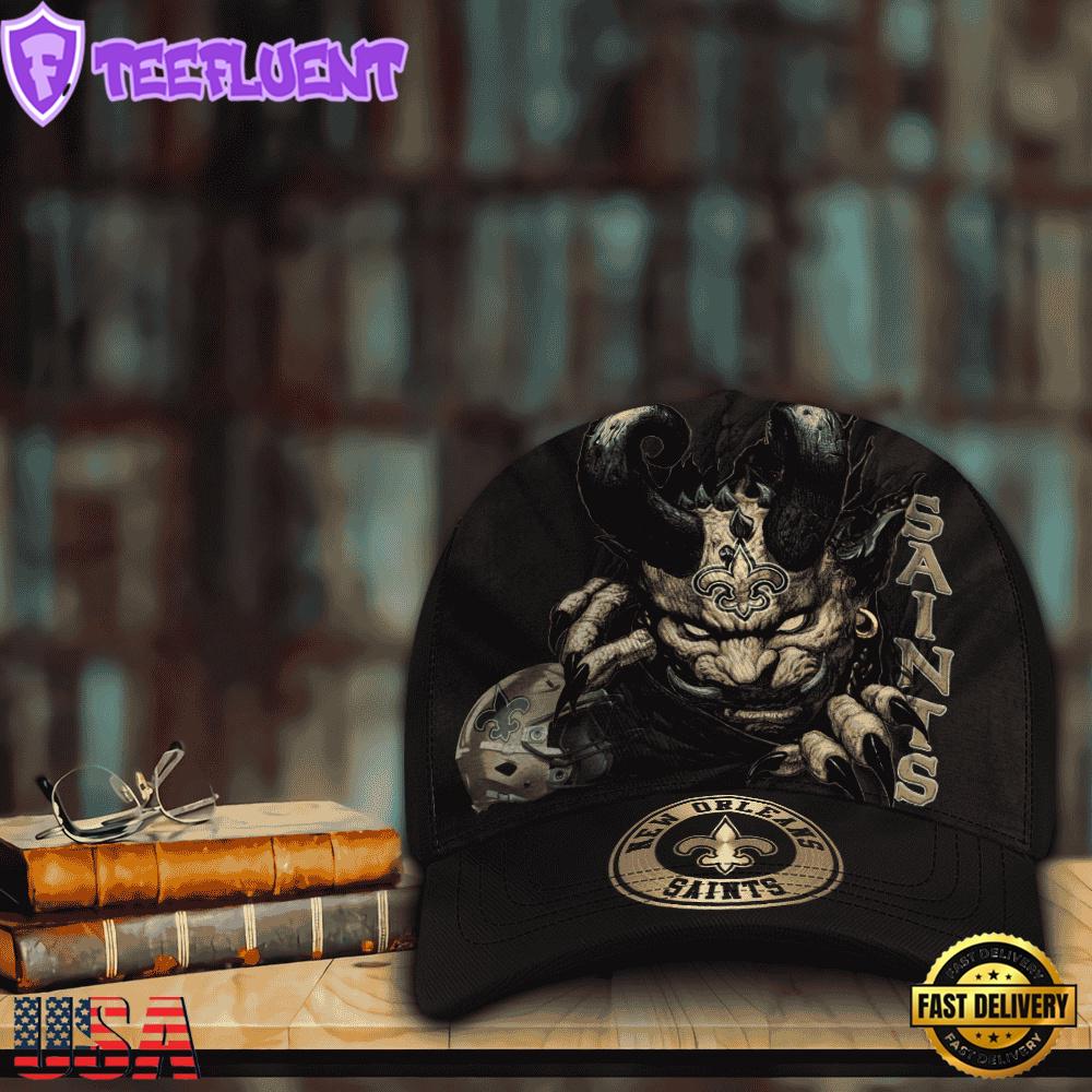Custom Name And Number NFL New Orleans Saints Demonhead Baseball Cap