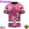 Custom Name And Number NFL New Orleans Saints Pink Breast Cancer 3D T-Shirt