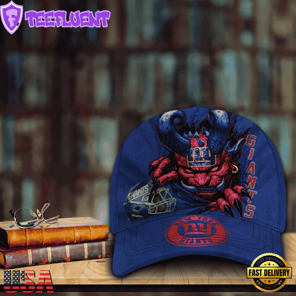 Custom Name And Number NFL New York Giants Demonhead Baseball Cap