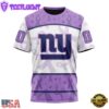 Custom Name And Number NFL New York Giants Football Team Fight Cancer 3D T-Shirt