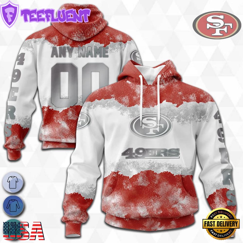 Custom Name And Number NFL San Francisco 49ers Color Christmas 3D Hoodie Shirt