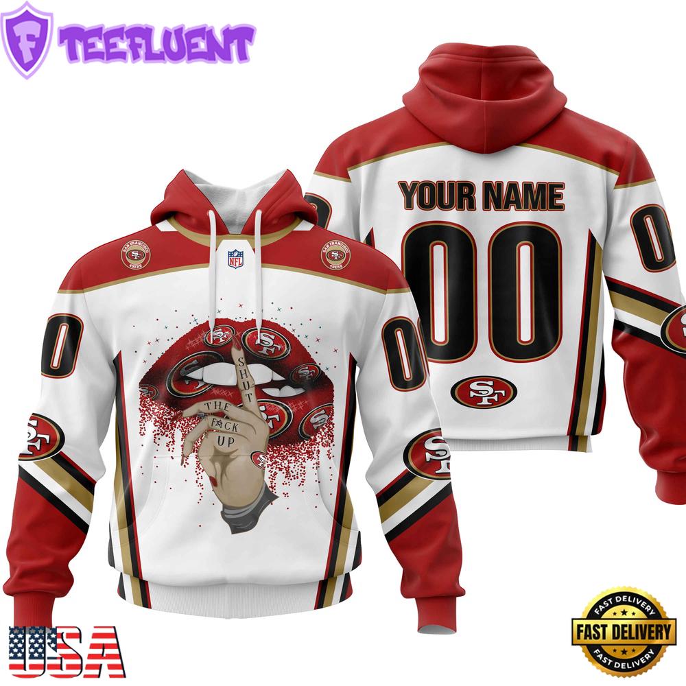 Custom Name And Number NFL San Francisco 49ers Lips All Over Print Hoodie