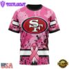 Custom Name And Number NFL San Francisco 49ers Pink Breast Cancer 3D T-Shirt