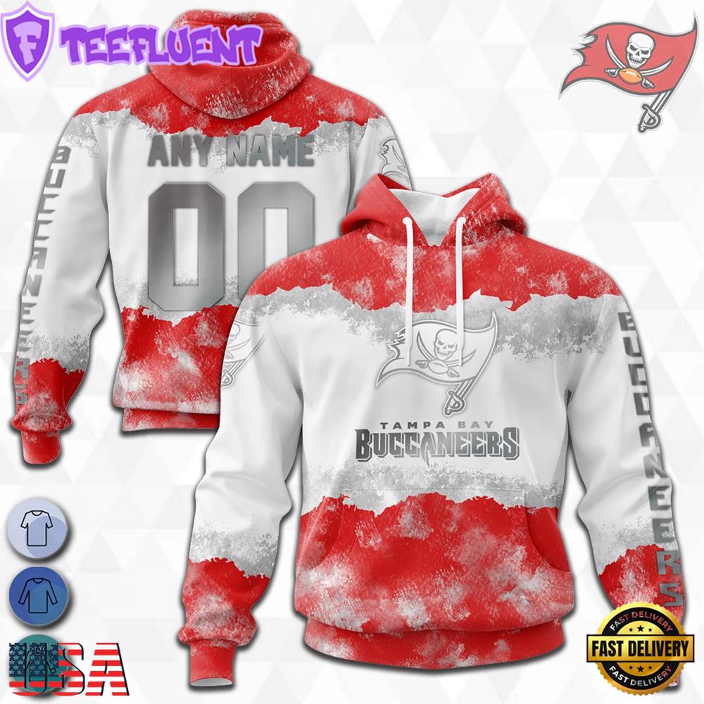 Custom Name And Number NFL Tampa Bay Buccaneers Color Christmas 3D Hoodie Shirt
