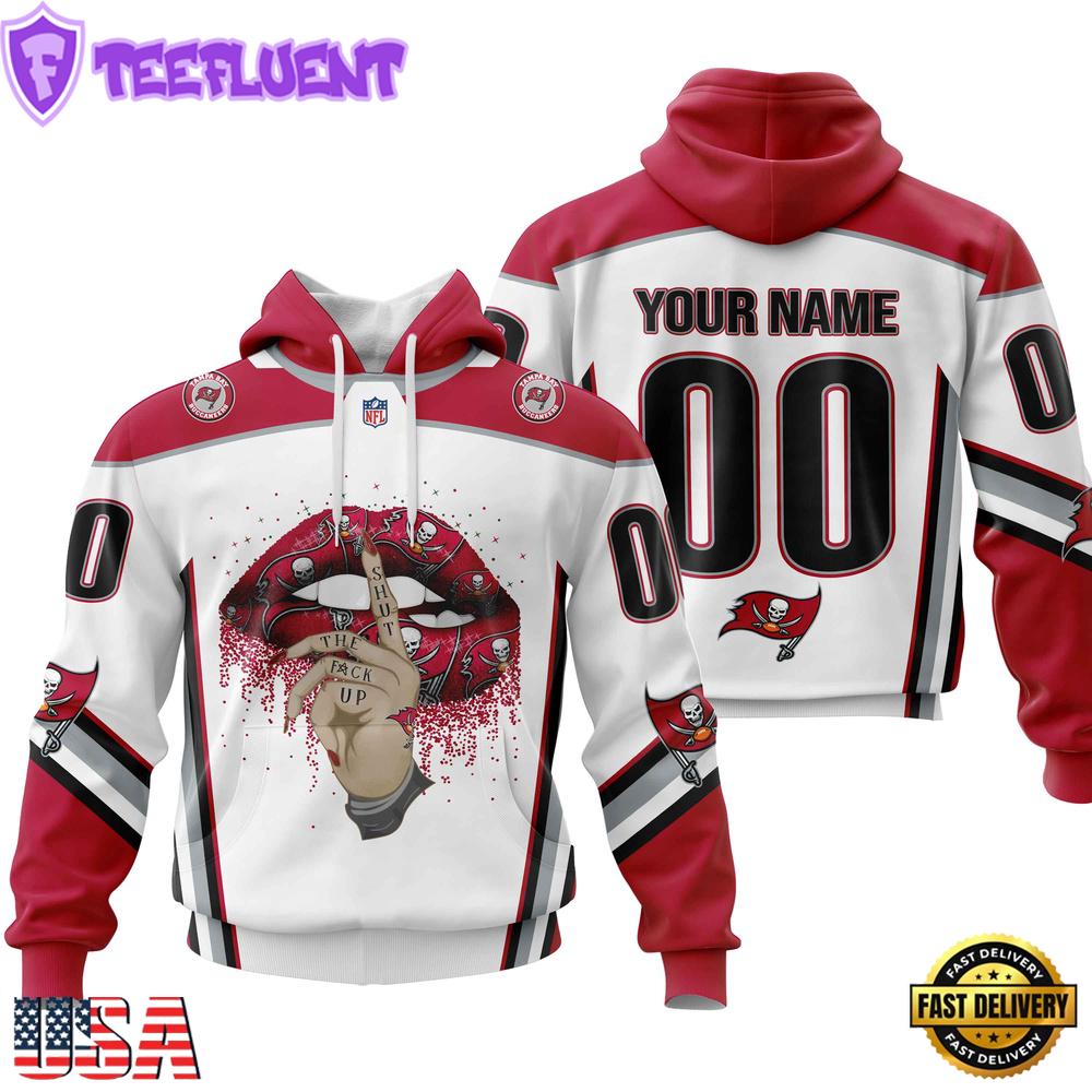 Custom Name And Number NFL Tampa Bay Buccaneers Lips All Over Print Hoodie