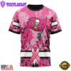 Custom Name And Number NFL Tampa Bay Buccaneers Pink Breast Cancer 3D T-Shirt