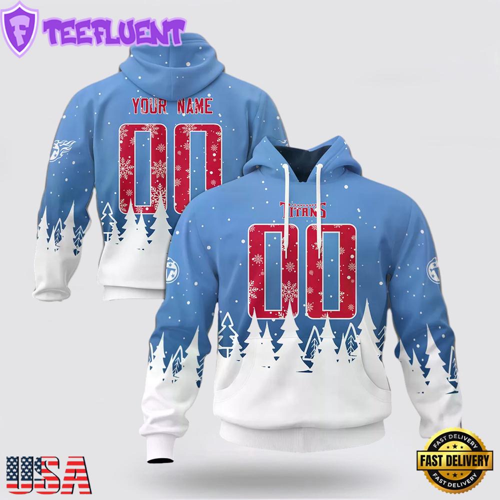 Custom Name And Number NFL Tennessee Titans Christmas Spirit All Over Print Hoodie Shirt