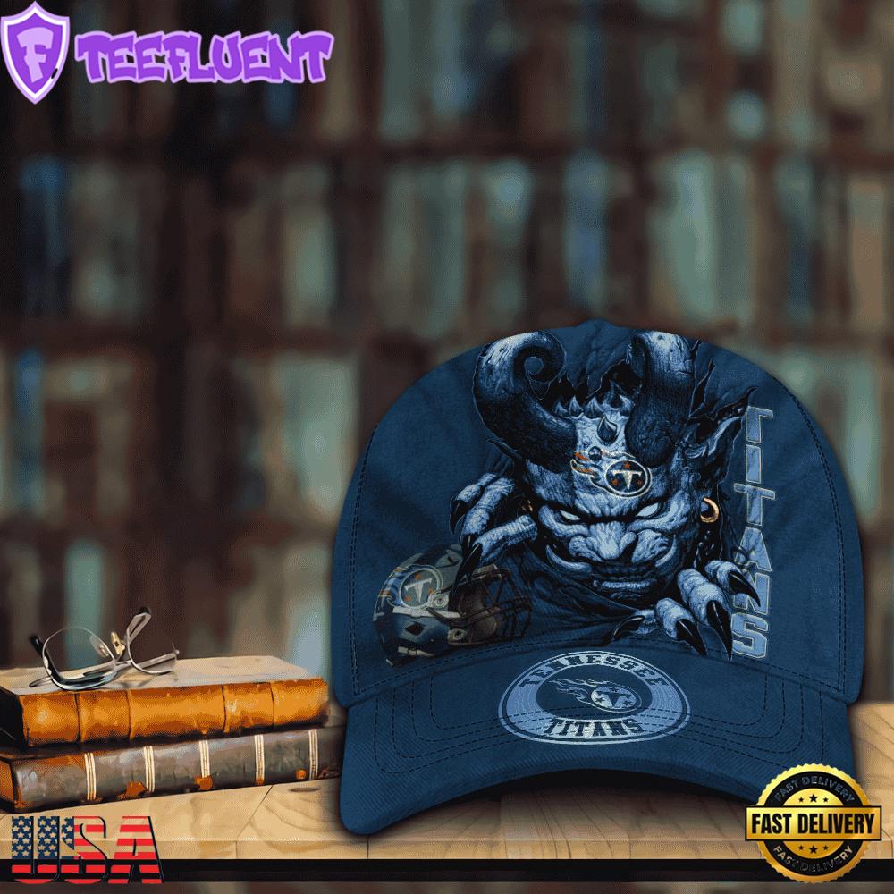 Custom Name And Number NFL Tennessee Titans Demonhead Baseball Cap