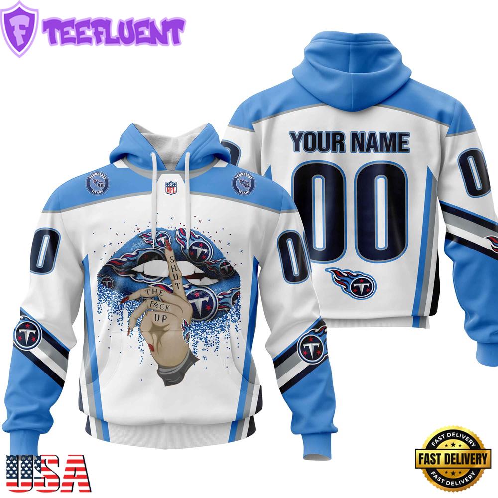 Custom Name And Number NFL Tennessee Titans Lips All Over Print Hoodie