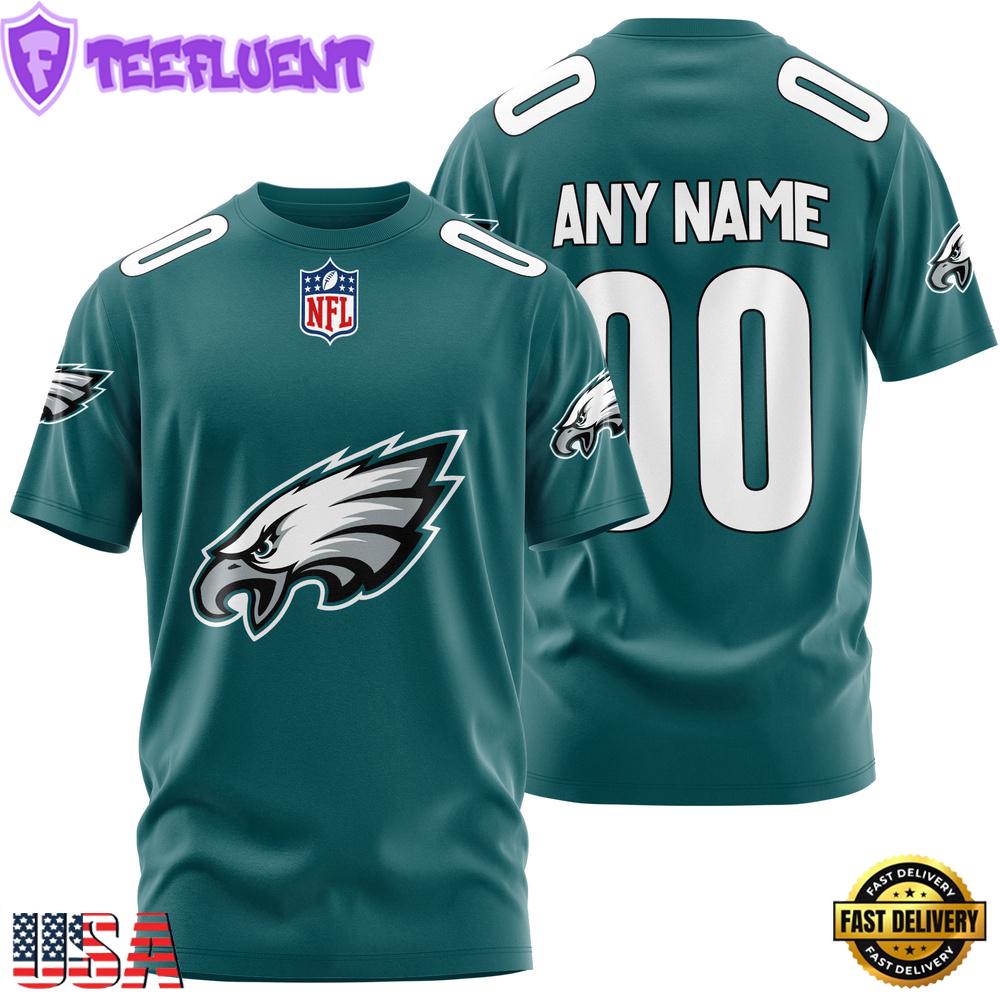 Custom Name And Number Philadelphia Eagles NFL Team Sport 3D T-Shirt