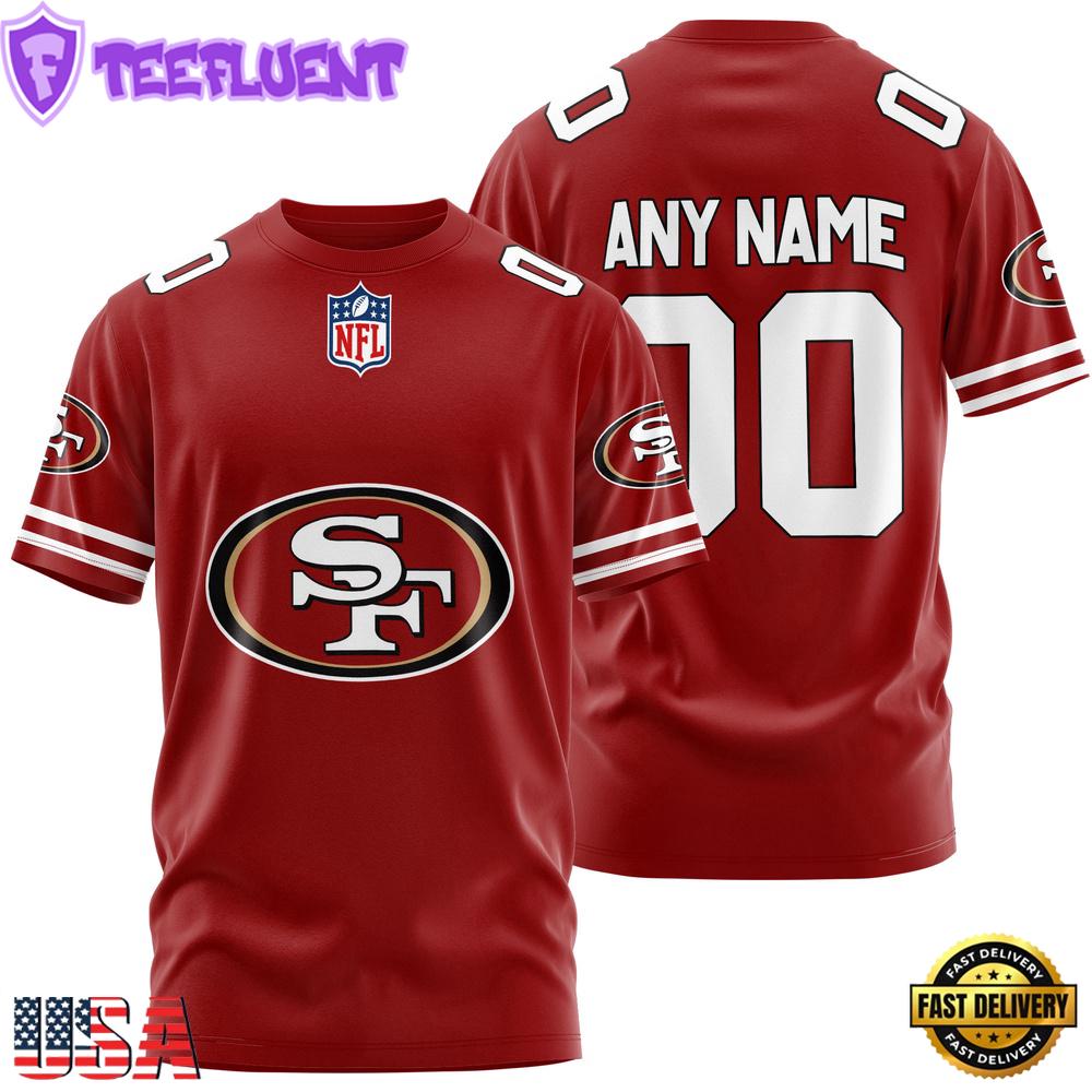Custom Name And Number San Francisco 49ers NFL Team Sport 3D T-Shirt