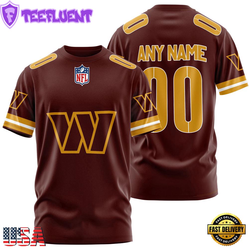 Custom Name And Number Washington Commanders NFL Team Sport 3D T-Shirt