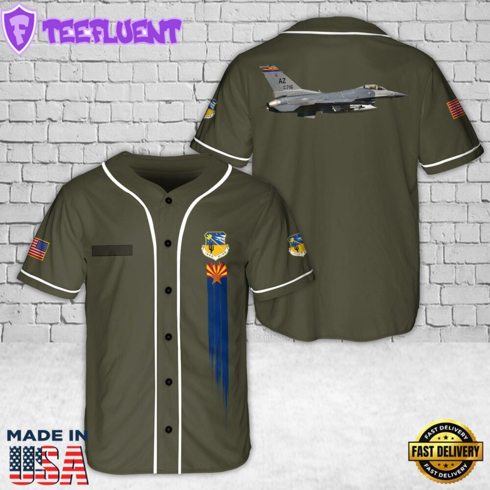 Custom Name Arizona Air National Guard 162nd Wing F-16 Fighting Falcon Baseball Jersey