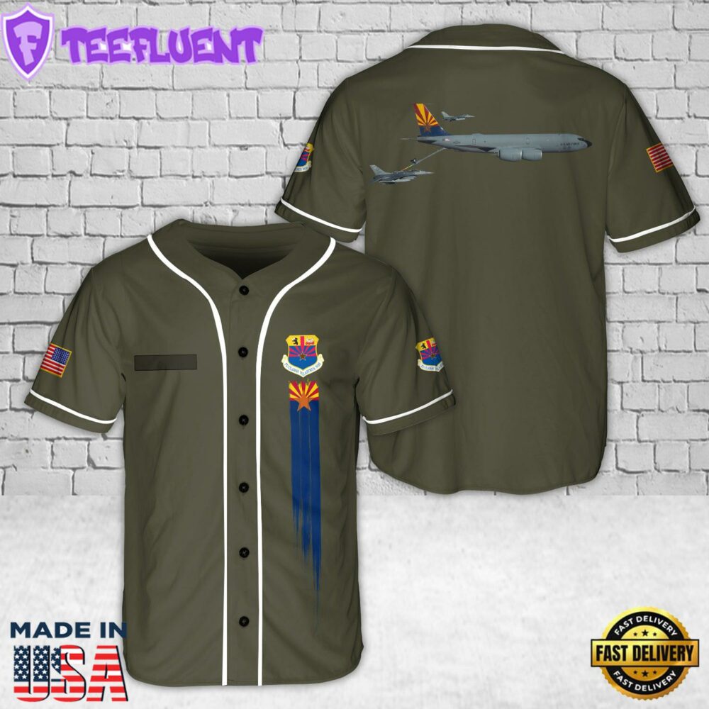 Custom Name Arizona Air National Guard KC-135 refueling F-16 Fighter Baseball Jersey