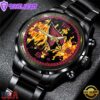 Custom Name Arizona Cardinals NFL 3D Men Black Stainless Steel Watch Gift For Fans