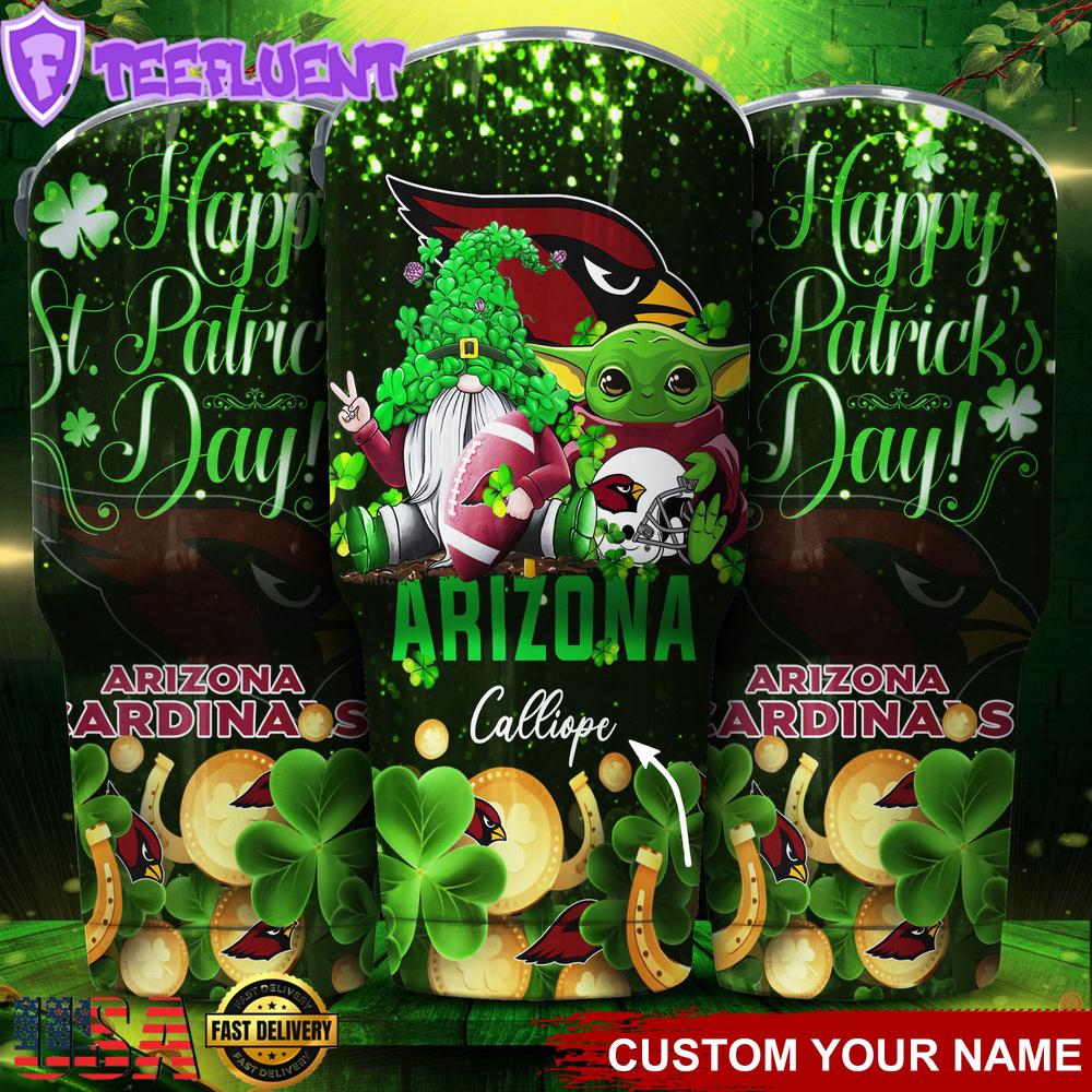 Custom Name Arizona Cardinals NFL Shamrock Happy Patrick Day Tumbler