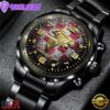 Custom Name Atlanta Falcons NFL 3D Men Black Stainless Steel Watch Gift For Fans