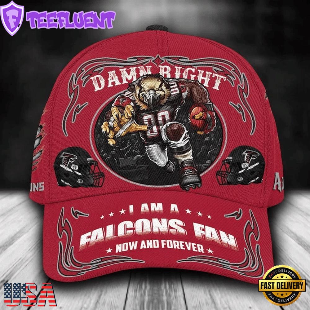 Custom Name Atlanta Falcons NFL Mascot Damn Right Sport Baseball Cap